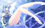  animal_ears bad_id bad_pixiv_id blue_eyes cat_ears cat_tail dress food heterochromia highres kawasaki_toiro long_hair long_legs original panties pantyshot pantyshot_(sitting) popsicle sitting solo tail underwear 