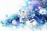  abstract aji77 blue blue_hair commentary highres original profile smile traditional_media watercolor_(medium) 