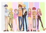  5boys blonde_hair blue_hair brown_hair digimon digimon_adventure digimon_adventure_02 glasses holding_hands huan_li ishida_yamato izumi_koushirou kido_jou long_hair multiple_boys multiple_girls orange_shirt shirt short_hair tachikawa_mimi takaishi_takeru takenouchi_sora yagami_hikari yagami_taichi 