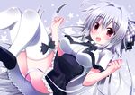  :d absurdres breasts dress hair_intakes highres iris_freyja juuoumujin_no_fafnir large_breasts long_hair nase open_mouth red_eyes silver_hair smile solo thighhighs very_long_hair white_legwear 