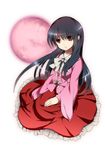  bad_id bad_pixiv_id black_hair bow houraisan_kaguya japanese_clothes long_hair moon nakukoroni red_eyes red_moon ribbon skirt smile solo touhou 