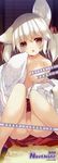  2015 :o absurdres animal_ears breasts brown_eyes calendar_(medium) censored chestnut_mouth cleavage dengeki_moeou fox_ears highres japanese_clothes kimono knees_together_feet_apart large_breasts no_bra no_panties november number off_shoulder open_clothes open_kimono p19 parted_lips partially_visible_vulva scan twintails white_hair 