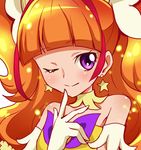  amanogawa_kirara bad_id bad_pixiv_id bare_shoulders blush cure_twinkle earrings gloves go!_princess_precure highres jewelry long_hair magical_girl multicolored_hair orange_hair precure purple_eyes quad_tails red_hair sharumon smile solo star star_earrings streaked_hair twintails two-tone_hair 