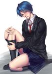  bad_id bad_pixiv_id blue_hair gekkan_shoujo_nozaki-kun green_eyes highres kashima_yuu school_uniform short_hair skirt solo vanzan 