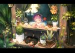  bug butterfly hairband heart insect kaenbyou_rin kaenbyou_rin_(cat) komeiji_satori letterboxed long_sleeves nekomata pink_hair plant potted_plant red_eyes scenery seeker shirt smile third_eye touhou wide_sleeves 