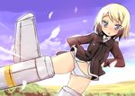  :o bad_id bad_pixiv_id banned_artist blonde_hair blue_eyes bob_cut brown_hair cloud erica_hartmann flying hands_on_hips long_sleeves looking_at_viewer military military_uniform multicolored_hair open_mouth panties short_hair sky solo strike_witches striker_unit two-tone_hair underwear uniform white_panties world_witches_series yuib3_(yuibitch) 