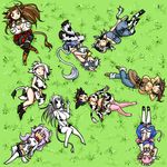  :d ;d ^_^ animal_ears animal_print annotated arms_behind_head bell bell_collar black_eyes black_hair borrowed_character breasts brown_eyes brown_hair cleavage closed_eyes collar cow_bell cow_ears cow_girl cow_print cow_tail denim ego_trigger elfleda_mirjasdottir from_above grass headset holstaurus hooves horns huge_breasts idolmaster idolmaster_cinderella_girls jeans kumatanchi large_breasts lavender_hair long_hair lotte_no_omocha! lying maid_headdress matsu-sensei mattie_(ego_trigger) monster_girl monster_girl_encyclopedia monster_musume_no_iru_nichijou multiple_girls oikawa_shizuku on_back on_side one_eye_closed open_mouth original pants pink_hair pink_legwear purple_eyes short_hair skirt smile sukimi tail thighhighs twintails ushi-oneesan white_hair white_legwear zettai_ryouiki 