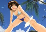  bent_over bikini blue_eyes brown_hair day from_below kami_nomi_zo_shiru_sekai shiny shiny_skin short_hair shu-z solo swimsuit takahara_ayumi 