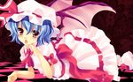  bat_wings blue_hair hat red_eyes remilia_scarlet short_hair solo touhou wallpaper wings yuri_(purinlove) 