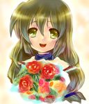  bad_id bad_pixiv_id bouquet clannad flower green_eyes green_hair hikarizaka_private_high_school_uniform ibuki_fuuko long_hair ogino_atsuki school_uniform solo 