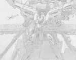  armored_core armored_core:_for_answer drawing from_software gun mecha monochrome rifle vanguard_overboost weapon white_glint 