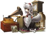  abbey_road animal_ears bridal_gauntlets clock corded_phone fine_art_parody grandfather_clock hat his_master's_voice inubashiri_momiji kei_kei kneeling parody phone phonograph record rotary_phone short_hair silver_hair simple_background solo tabi tail the_beatles tokin_hat touhou wide_sleeves wolf_ears wolf_tail yellow_eyes 