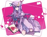  6u_(eternal_land) :t angry bad_id bad_pixiv_id blue_eyes book bow crescent hat heart long_hair patchouli_knowledge pink_bow purple_hair solo touhou 