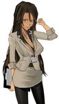  armored_core brown_hair clipboard female from_software girl kawaguchi_yukihiro long_hair lowres simple_background 