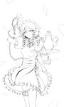  greyscale highres izayoi_sakuya lineart maid monochrome monokuro_sai solo touhou 