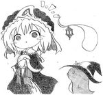  :x bad_id bad_pixiv_id bird chibi cosplay greyscale kirisame_marisa kirisame_marisa_(cosplay) lantern monochrome nib_pen_(medium) penguin saigyouji_yuyuko sketch solo soyanrai touhou traditional_media 