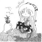  :x bad_id bad_pixiv_id bird chibi cosplay fujiwara_no_mokou greyscale kamishirasawa_keine kamishirasawa_keine_(cosplay) long_hair monochrome nib_pen_(medium) o_o penguin soyanrai touhou traditional_media translated 