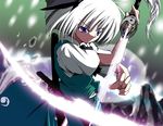  bad_id bad_pixiv_id hitodama konoe_yuba konpaku_youmu konpaku_youmu_(ghost) purple_eyes solo sword touhou weapon white_hair 