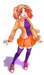  coat e20 full_body green_eyes nakano_minori orange_hair original shadow shoes simple_background skirt solo standing thighhighs twintails 