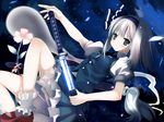  black_hairband blue_eyes ghost hairband hitodama katana konpaku_youmu konpaku_youmu_(ghost) shino_(eefy) short_hair silver_hair solo sword touhou weapon 