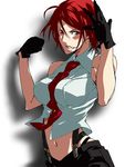  bad_id bad_pixiv_id bare_shoulders gloves koma_(koma4018) lips midriff navel necktie red_eyes red_hair short_hair solo suspenders the_king_of_fighters vanessa_(king_of_fighters) 