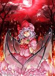  bad_id bad_pixiv_id bat_wings fire fuji_warabi moon red_moon remilia_scarlet scarlet_devil_mansion solo touhou wings 