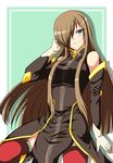  bare_shoulders blue_eyes blush breasts brown_hair hair_over_one_eye highres large_breasts long_hair shangorilla solo tabard tales_of_(series) tales_of_the_abyss tear_grants thighhighs very_long_hair 