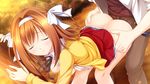  1girl areolae ass bent_over blush breasts eyes_closed forest game_cg hairband kimishima_ao legs mitsu_king nature nipples no_bra no_panties open_clothes orange_hair otome_ga_kanaderu_koi_no_aria short_hair skirt skirt_lift small_breasts sunlight sweat thighs tree trees tsukahara_izumi yukishiro_kotori zinno 