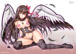  akemi_homura akuma_homura arm_support ass_visible_through_thighs bare_shoulders black_gloves black_hair black_legwear black_panties bow breasts cameltoe covered_nipples dark_orb_(madoka_magica) detached_collar elbow_gloves feathers full_body gloves hair_bow hairband heart_pasties long_hair looking_at_viewer mahou_shoujo_madoka_magica mahou_shoujo_madoka_magica_movie md5_mismatch medium_breasts navel oni-noboru panties pasties pink_eyes red_hairband smile solo soul_gem spoilers thighhighs underwear wings 