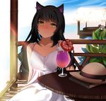  animal_ears black_hair blake_belladonna blush cat_ears day drawfag dress drink hat hat_removed headwear_removed kiss long_hair multiple_girls ponytail ruby_rose rwby short_hair smile source_request sundress weiss_schnee when_you_see_it white_hair yellow_eyes yuri 