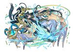  bird black_hair blue_eyes dress highres isis_(p&amp;d) kei_(keiclear) long_hair puzzle_&amp;_dragons smile snake solo staff 