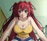  1girl breasts highres large_breasts long_hair naruse_mio red_hair shinmai_maou_no_testament smile solo stitched 