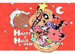  bat bowl candy crescent_moon cupcake fang food fork happy_halloween hat hokuto_(scichil) image_sample jack-o'-lantern japanese_clothes jelly_bean kimono minigirl moon obi purple_hair red_eyes sash short_hair smile solo sukuna_shinmyoumaru touhou twitter_sample 