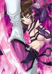  absurdres black_hair breasts covered_nipples drill_hair dudou fingerless_gloves gloves glowing glowing_eye glowing_eyes halter_top halterneck han_juri highres large_breasts solo street_fighter street_fighter_iv_(series) twin_drills underboob yukiyanagi 