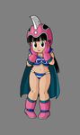 1girl black_hair breasts chi-chi_(dragon_ball) chichi cleavage dragon_ball gloves helmet looking_at_viewer navel thick_thighs thighs wide_hips 