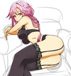  absurdres bad_id bad_pixiv_id blush bra breasts chikkinage_nage garter_belt guilty_crown hair_ornament hairclip highres lingerie long_hair looking_at_viewer medium_breasts panties pink_hair red_eyes solo thighhighs twintails underwear underwear_only work_in_progress yuzuriha_inori 