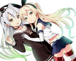  amatsukaze_(kantai_collection) bad_id bad_nicoseiga_id black_panties blonde_hair brown_eyes dress elbow_gloves gloves hairband kantai_collection long_hair multiple_girls panties sailor_dress sandarumi school_uniform serafuku shimakaze_(kantai_collection) short_dress silver_hair smile thighhighs two_side_up underwear uniform zettai_ryouiki 