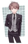  aldnoah.zero ar_(rikuesuto) brown_eyes brown_hair butler formal kaizuka_inaho male_focus necktie solo suit 