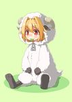  animal_costume animal_ears blonde_hair blush eating grass hecchi_(blanch) hooves horns red_eyes rumia sheep_costume sheep_ears sheep_horns short_hair sitting smile solo touhou 