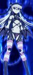  absurdres boots breasts demon_girl demon_tail demon_wings highres long_hair naruse_maria purple_eyes screencap shinmai_maou_no_testament silver_hair solo succubus tail thigh_boots thighhighs twintails underboob wings 