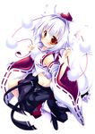  animal_ears brown_eyes detached_sleeves hat hikanyan inubashiri_momiji looking_at_viewer pom_pom_(clothes) short_hair smile solo tail tokin_hat touhou white_hair wolf_ears wolf_tail 