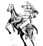  1girl breasts celes_cloelia horse koukou_no_berserk kurofudo large_breasts monochrome riding solo 