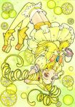  arm_warmers arms_behind_head bike_shorts blonde_hair cure_lemonade curly_hair drill_hair eyelashes food fruit hair_ornament high_heels jewelry kasugano_urara_(yes!_precure_5) layered_skirt lemon lipstick long_hair looking_at_viewer magical_girl makeup open_mouth precure puffy_sleeves sayococco shorts shorts_under_skirt skirt solo thighhighs twin_drills twintails upside-down yellow_background yellow_eyes yes!_precure_5 yes!_precure_5_gogo! zettai_ryouiki 