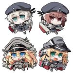  akaneya anchor_hair_ornament bare_shoulders bismarck_(kantai_collection) black_legwear blonde_hair blue_eyes bottomless breastplate breasts brown_eyes brown_hair cannon chibi clothes_writing detached_sleeves dress gloves grey_legwear hair_ornament hat kantai_collection long_hair long_sleeves medium_breasts microskirt military military_hat military_uniform multiple_girls open_mouth peaked_cap prinz_eugen_(kantai_collection) sailor_collar sailor_dress sailor_hat short_hair silver_hair skirt smile thighhighs torpedo turret twintails uniform white_gloves z1_leberecht_maass_(kantai_collection) z3_max_schultz_(kantai_collection) 