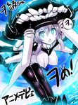  1girl akaza aqua_eyes bent_over black_gloves bodysuit cape chestnut_mouth dutch_angle gloves headgear kantai_collection looking_at_viewer shinkaisei-kan silver_hair sketch solo symbol-shaped_pupils translation_request white_skin wo-class_aircraft_carrier 