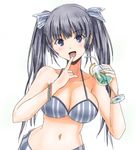  bikini blue_eyes drink licking macfist one_eye_closed original sarong silver_hair solo swimsuit tongue tongue_out tropical_drink twintails 