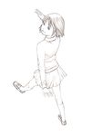  monochrome original short_hair sketch skirt solo traditional_media yoshitomi_akihito 