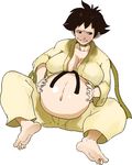  1girl blush breasts brown_hair large_breasts makoto makoto_(street_fighter) marnic pregnant street_fighter sweat 