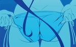  adjusting_clothes adjusting_swimsuit ass ass_focus bikini blue close-up from_behind long_hair lyrical_nanoha mahou_shoujo_lyrical_nanoha monochrome side-tie_bikini solo swimsuit takamachi_nanoha tappa_(esperanza) 