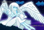  1girl adventure_time angel_wings barefoot blue_skin cartoon_network feet guardian_angel guardian_angel_(adventure_time) solo translation_request white_hair wings 